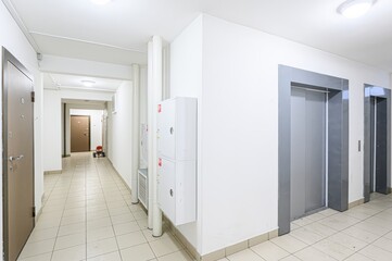 interior apartment public place, house entrance. doors, walls, staircase corridors
