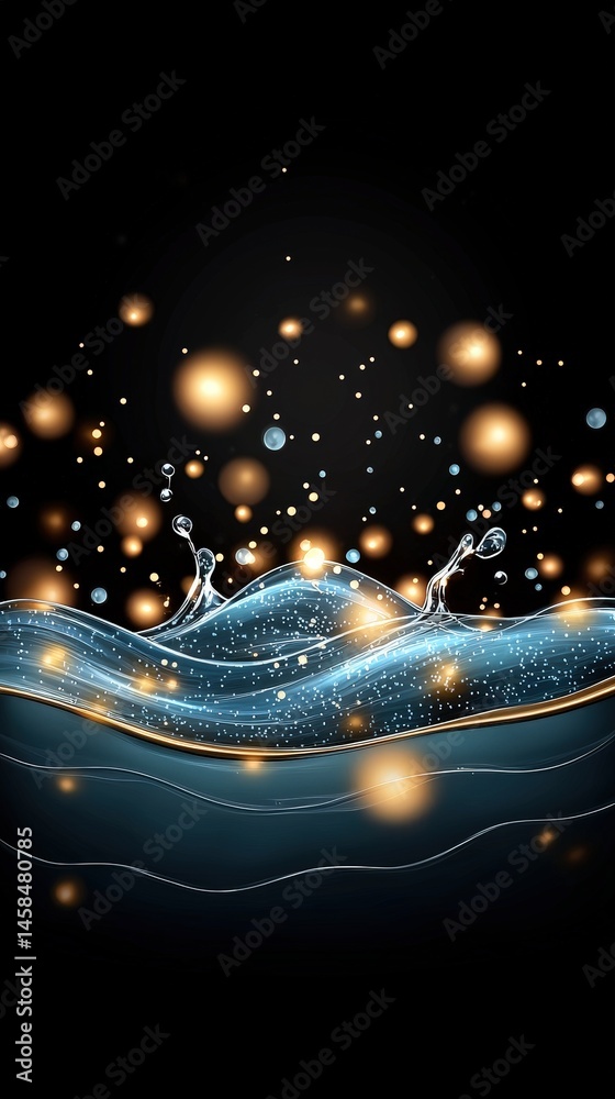 Poster dynamic wave illuminated with colorful lights creating a mesmerizing visual effect in motion