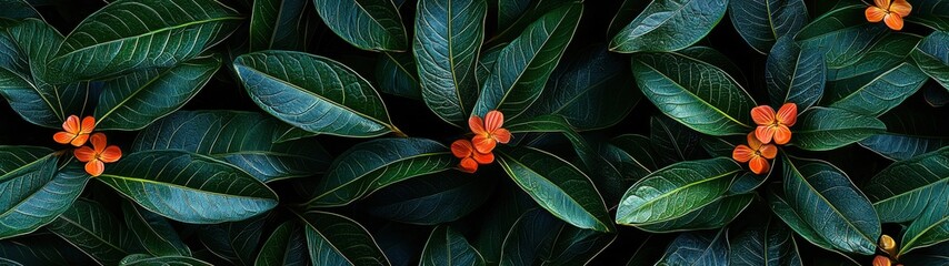 Obraz premium A unique plant featuring striking orange flowers that stand out amidst lush green foliage