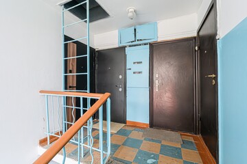 interior apartment public place, house entrance. doors, walls, staircase corridors
