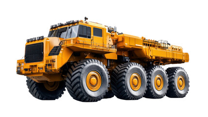 Multiple Wheels Semi Truck Isolated on White Background Heavy Duty Vehicle for Transportation, Logistics, and Freight