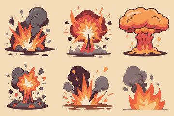 Cartoon Explosion Effects Set for Graphic Design