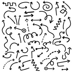 3d hand drawn arrow sketchy design element set doodle
