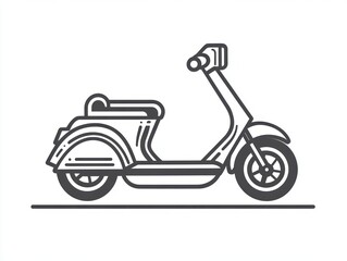 Obraz premium retro scooter vector illustration on white background, line icon scooter