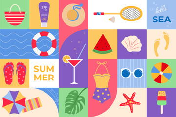 Summer holidays. Geometric pattern. Vector illustration