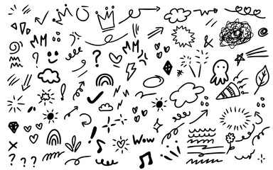 Hand Drawn assortment Doodle scribble element