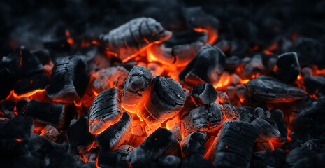 Coals on fire, smoldering coals.
