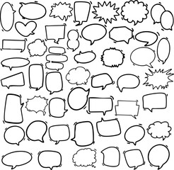 Speech bubble line comic element hand drawn in doodle style