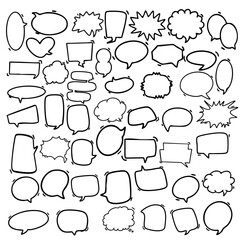 Obraz premium Speech bubble line comic element hand drawn in doodle style