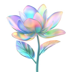 Iridescent flower with pastel colors and striped background design art