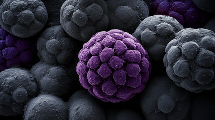 Spherical Herpes Simplex Virus (HSV) particles with an icosahedral capsid surrounded by a lipid envelope under a microscope