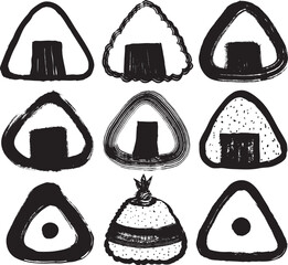 おにぎり　手書きの筆イラスト