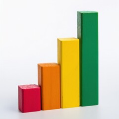 Wooden bar graph isolated on white background