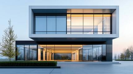 Modern architectural masterpiece featuring large glass panels and sleek lines.