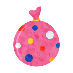 夏まつりのヨーヨー（持ち手なし）　水彩風テクスチャベクターイラスト