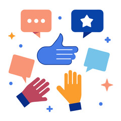 Floating Messages Exchanged Between Hands in a Clean Communication Theme Design