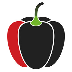 Bell Pepper Silhouette with Smooth Curves and Wavy Edge in a Minimal Style