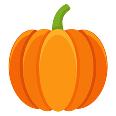 Pumpkin Illustration with Ridged Surface and Thick Stem for Autumn Designs