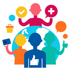 Social Media Day Poster Featuring Diverse User Silhouettes and Communication Theme