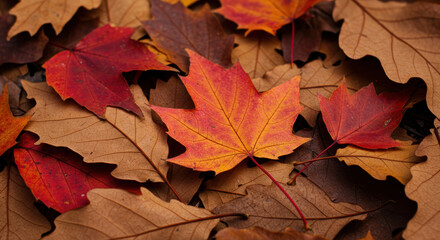 A stunning view of fallen autumn leaves displaying a range of warm colors, showcasing seasonal beauty.