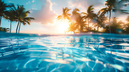 Luxurious resort with pool and sunset views