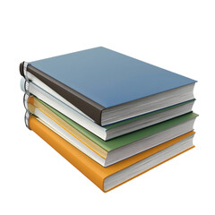 Stack of books blue green orange and white