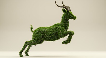 Obraz premium Green Deer Sculpture Jumping