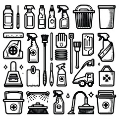 vector clip art set of cleaning elements
