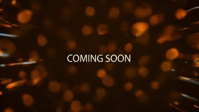 text Coming soon on Blurry background with a glowing sun