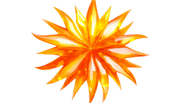 Orange Starburst Shape with Glossy Texture, cut out transparent - Powered by Adobe