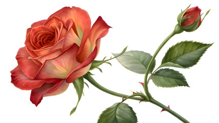 red rose on white background