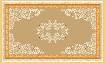 Luxury floral Persian rug original Design Oreintal Flora Damasks embroidery, Persian style. art ornament print.Design for carpet, cover.wallpaper, wrapping, fabric, clothing, tribal vector texture.
