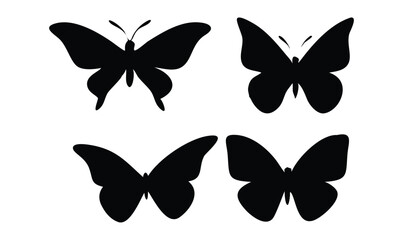 "Elegant Butterfly Silhouette Vector Set &ndash; Minimalist Black Butterfly Designs"