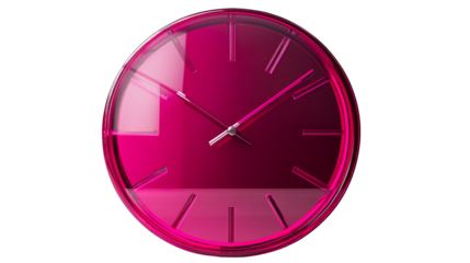 Fuchsia Transparent Clock face isolated on black, cut out transparent