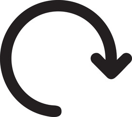 Simple, black circular arrow looping downwards, perfect for web design.