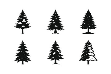 Cedar Tree Silhouette Vector Bundle | SVG  Clip art for Nature & Outdoor Designs