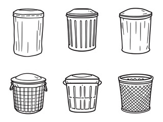 Clean Laundry Hamper Icon Set