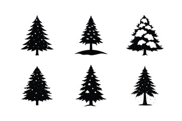 Cedar Tree Silhouette Vector Bundle | SVG  Clip art for Nature & Outdoor Designs