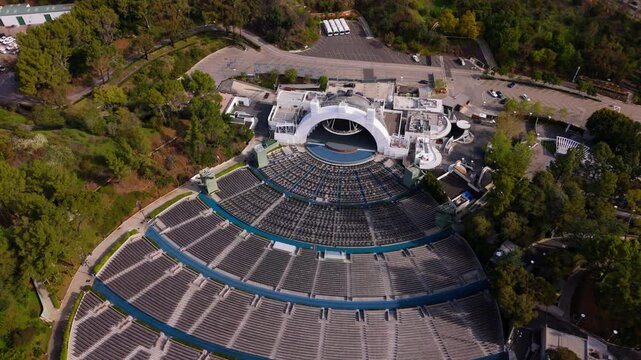 Wide Aerial Shot of Hollywood Bowl Amphitheatre Los Angeles California