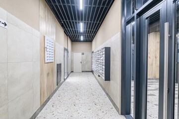 interior apartment public place, house entrance. doors, walls, staircase corridors