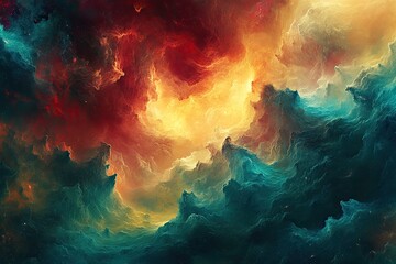 Fototapeta premium Cosmic clouds of vibrant hues swirl in a fantastical nebula
