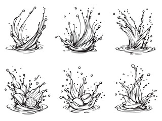 Lemonade Splash Line Art Icons