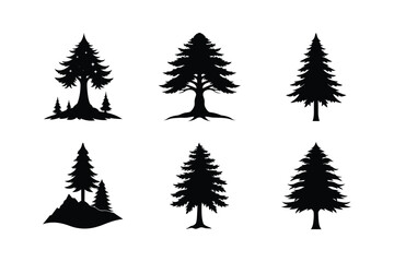 Cedar Tree Silhouette Vector Bundle | SVG  Clip art for Nature & Outdoor Designs