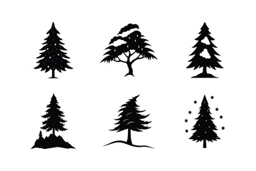 Cedar Tree Silhouette Vector Bundle | SVG  Clip art for Nature & Outdoor Designs