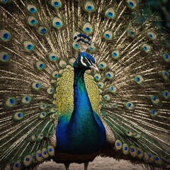 Fototapeta premium Peacock Spreading Its Feathers in Full Glory