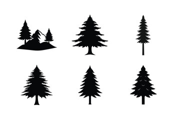Cedar Tree Silhouette Vector Bundle | SVG  Clip art for Nature & Outdoor Designs
