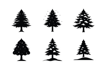 Cedar Tree Silhouette Vector Bundle | SVG  Clip art for Nature & Outdoor Designs