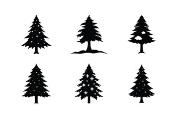 Cedar Tree Silhouette Vector Bundle | SVG  Clip art for Nature & Outdoor Designs