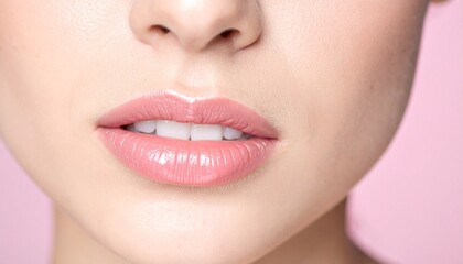 Obraz premium Soft focus of perfect pink lips and natural beauty