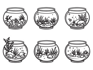 Aquascape Bowl Clear Vision Simple Line Art